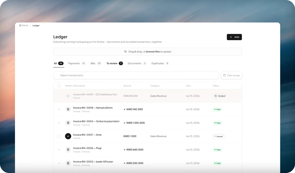 Qaid ledger keeping every transaction organized